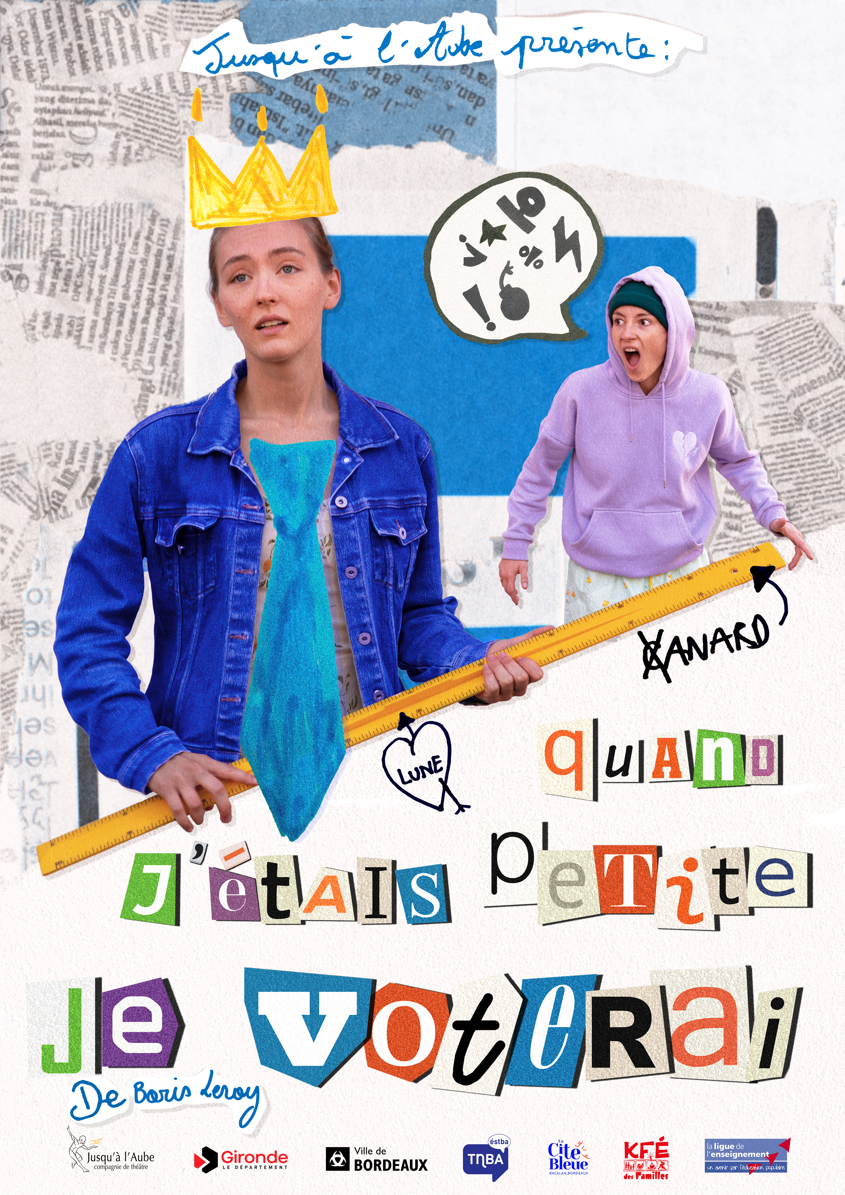 Affiche du spectacle "Quand j'étais petite, je voterai" créée par Capucine Hervet.